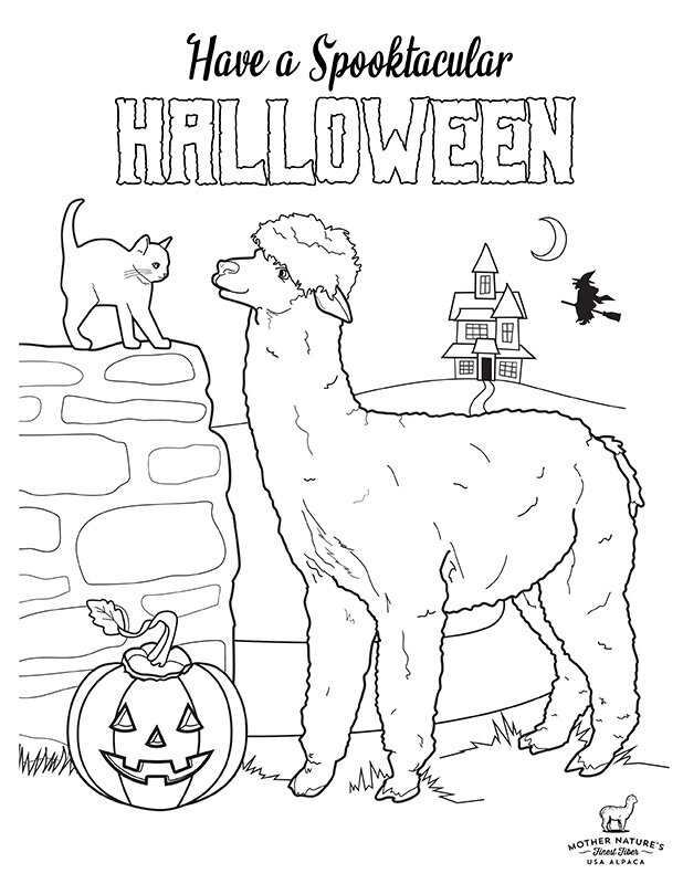 Halloween alpaca coloring pages