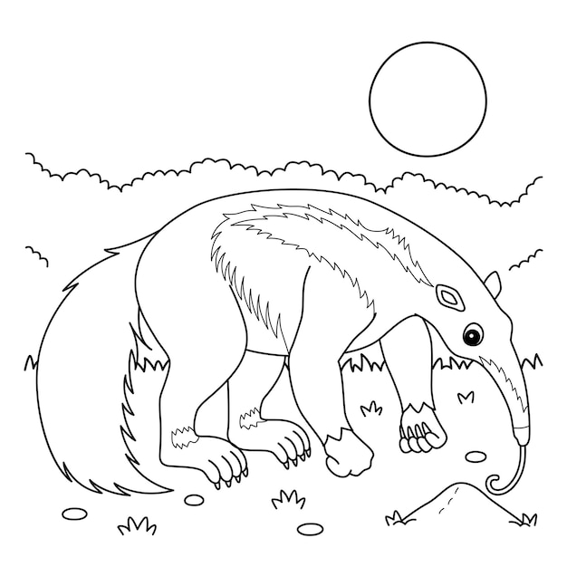 Premium vector giant anteater animal coloring page for kids