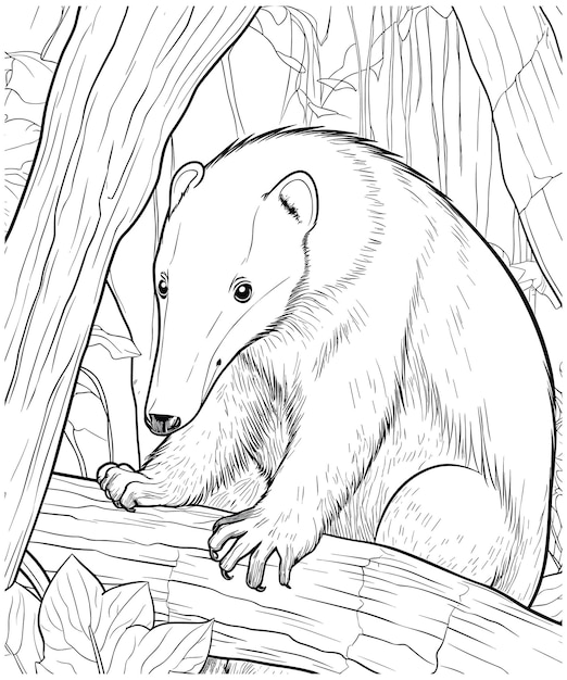 Premium vector anteater coloring page line art