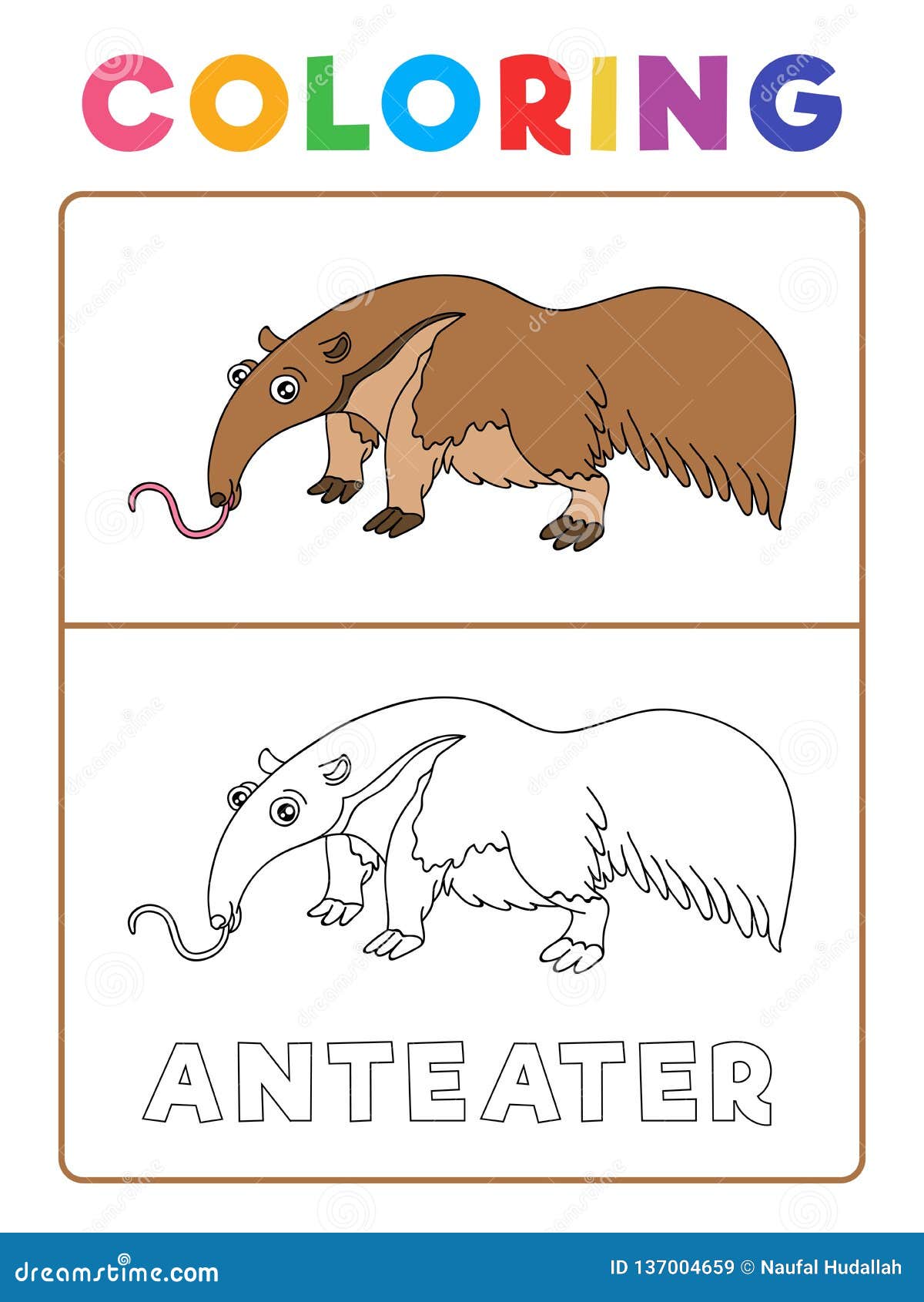 Anteater coloring stock illustrations â anteater coloring stock illustrations vectors clipart