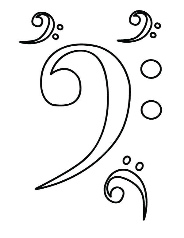 Printable bass clef coloring page