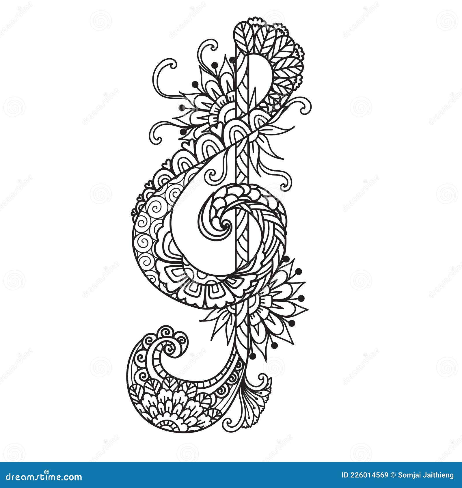 Mandala treble clef for printing on productengravingpaper cutlaser cut or adult coloring page vector illustration stock vector