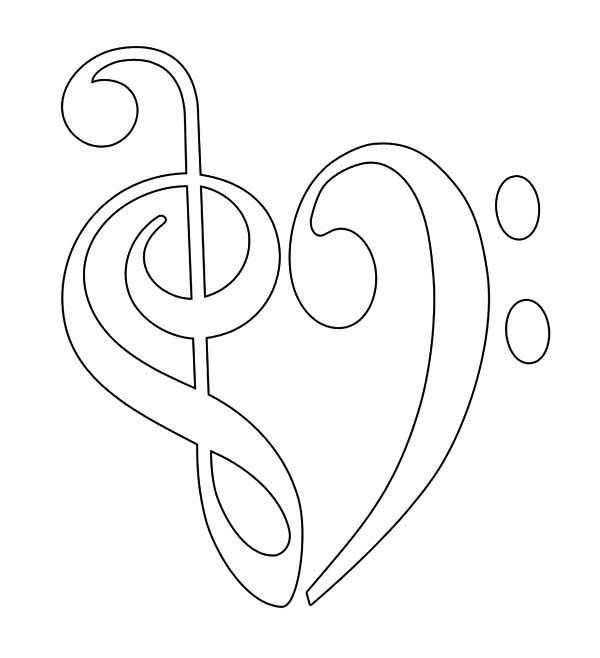 Treble clef and bass forming heart coloring page heart coloring pages coloring pages quilling patterns