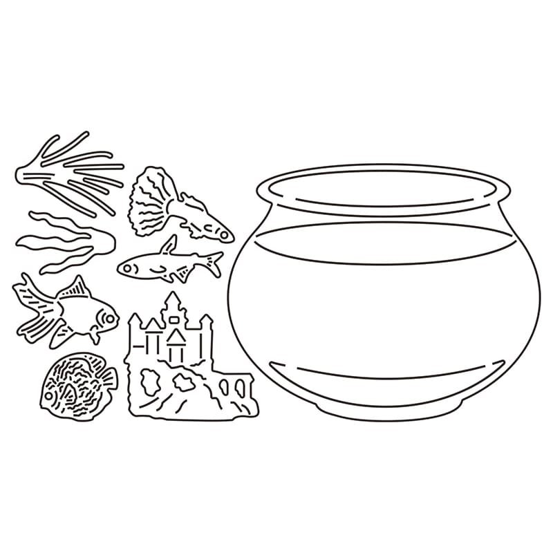 Fish bowl coloring pages printable for free download