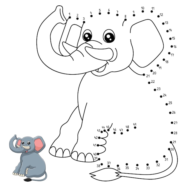 Premium vector dot to dot elephant coloring page for kids