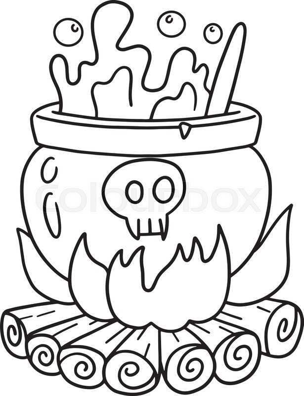 Cauldron halloween isolated coloring page stock vector