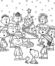 Charlie brown christmas coloring pages with the peanuts gang worksheet for pre