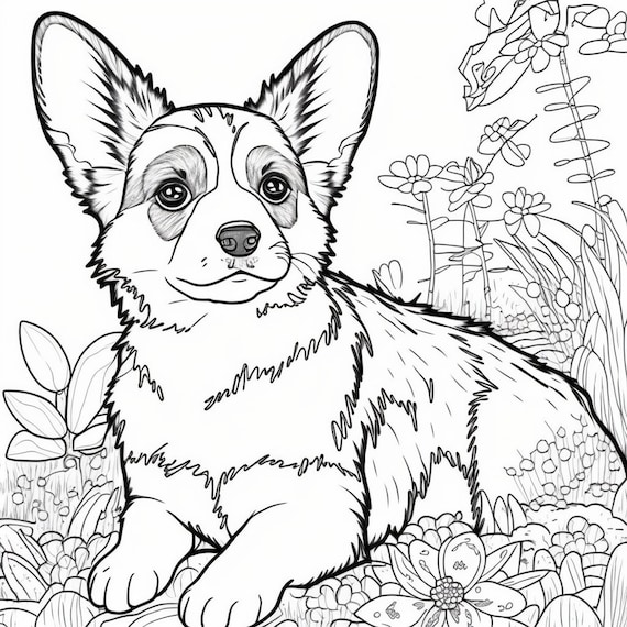 Corgi coloring sheet adorable color sheet of an ornery looking corgisuper cute