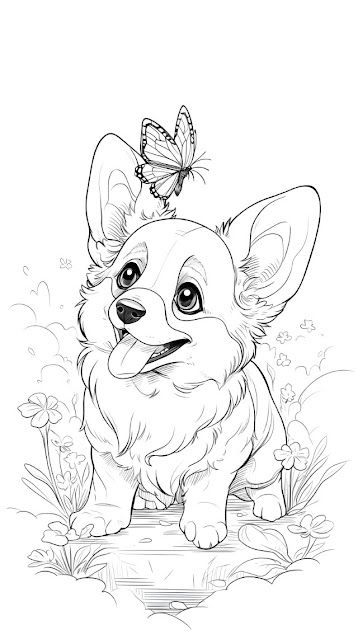 Printable corgi coloring pages dog coloring book cute coloring pages animal coloring pages