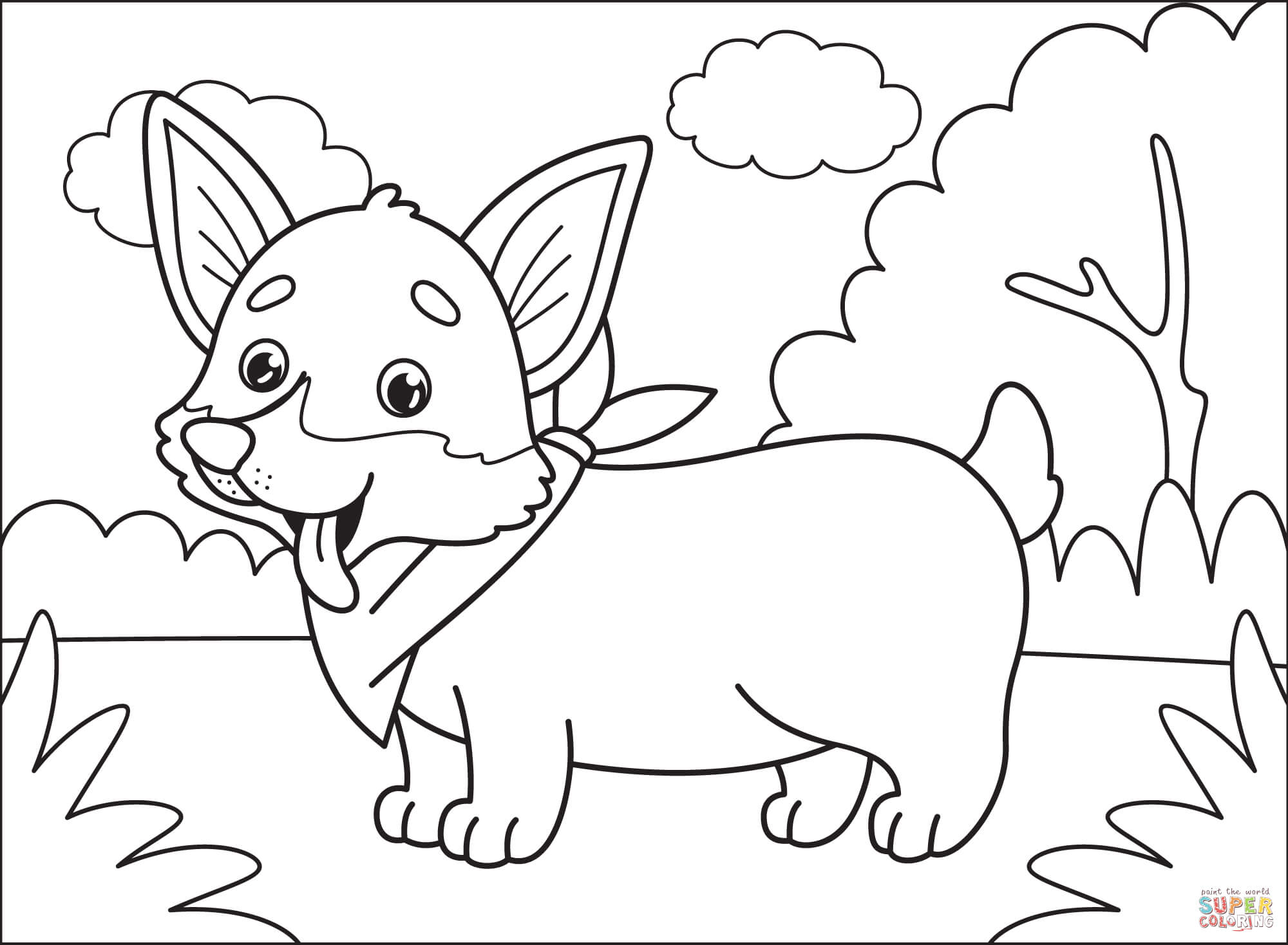 Corgi coloring page free printable coloring pages