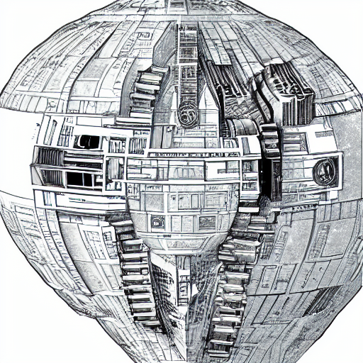 Axonometric cutaway drawing of the death star