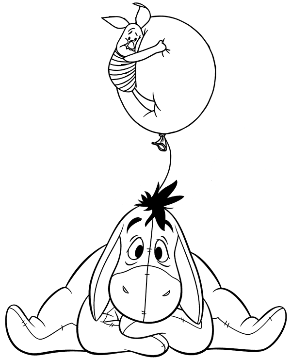 Eeyore piglet coloring pages winnie the pooh