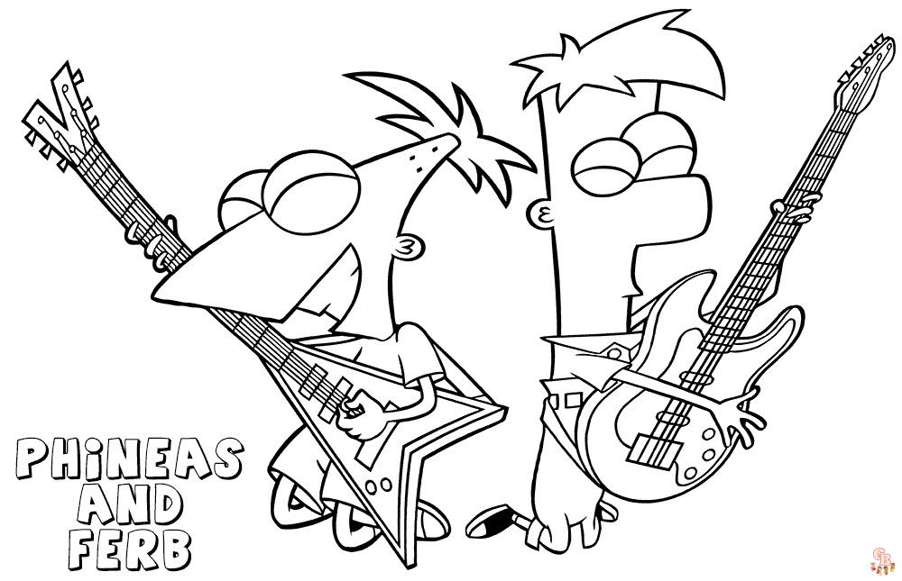 Enjoy coloring with phineas and ferb coloring pages