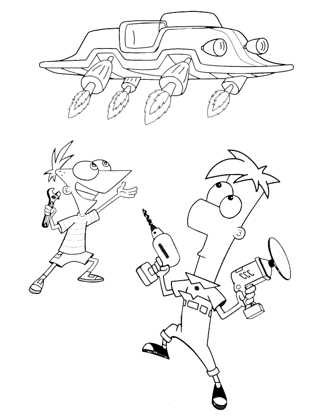 Free printable phineas and ferb coloring pages for kids