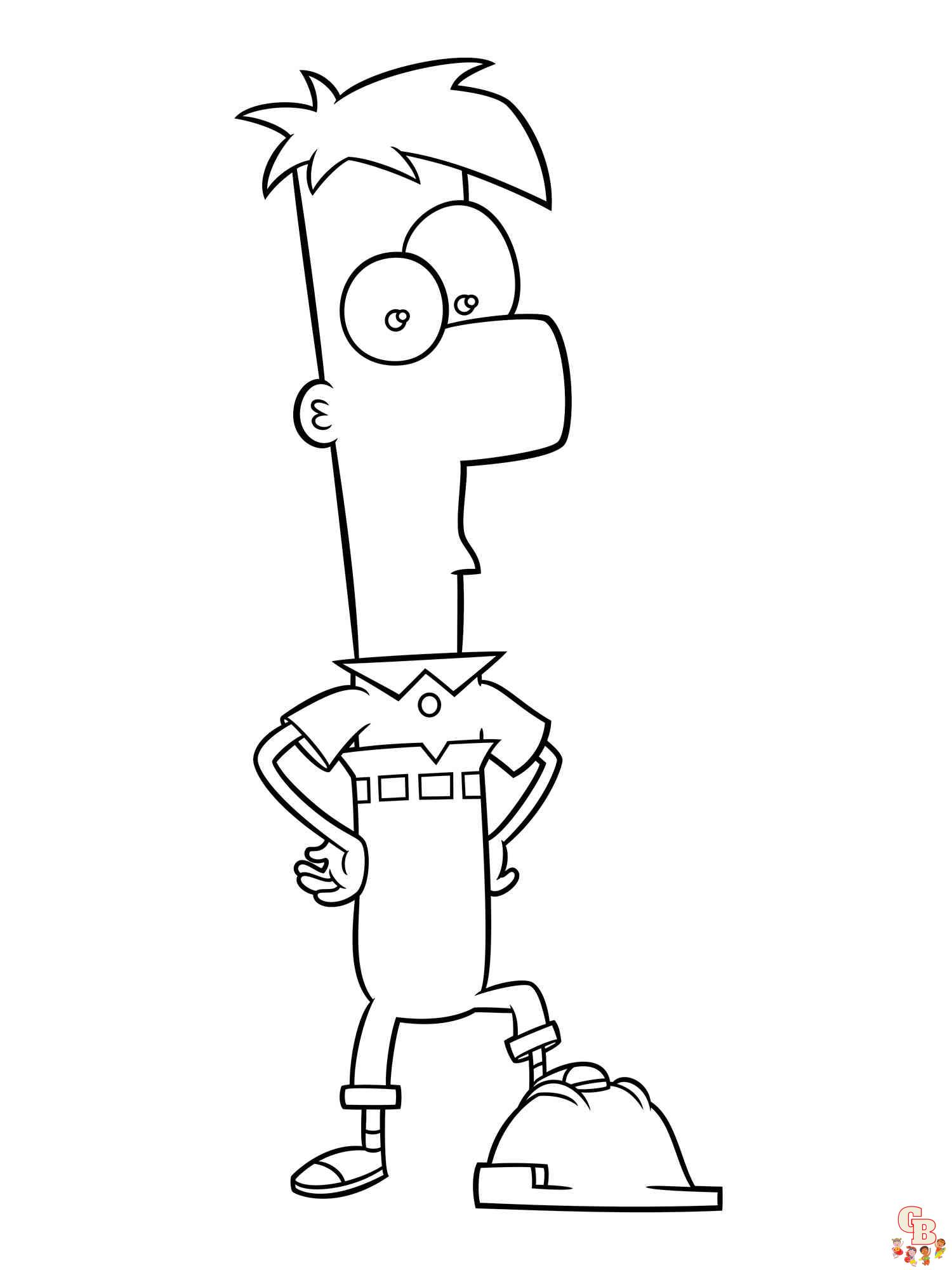 Enjoy coloring with phineas and ferb coloring pages