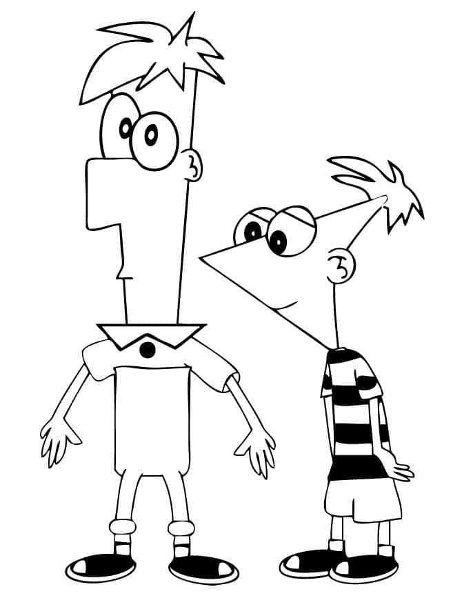 Ferb with phineas coloring page