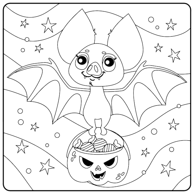 Premium vector halloween bat coloring pages for kids