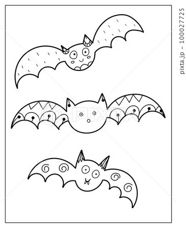 Halloween coloring page with cute bats spooky