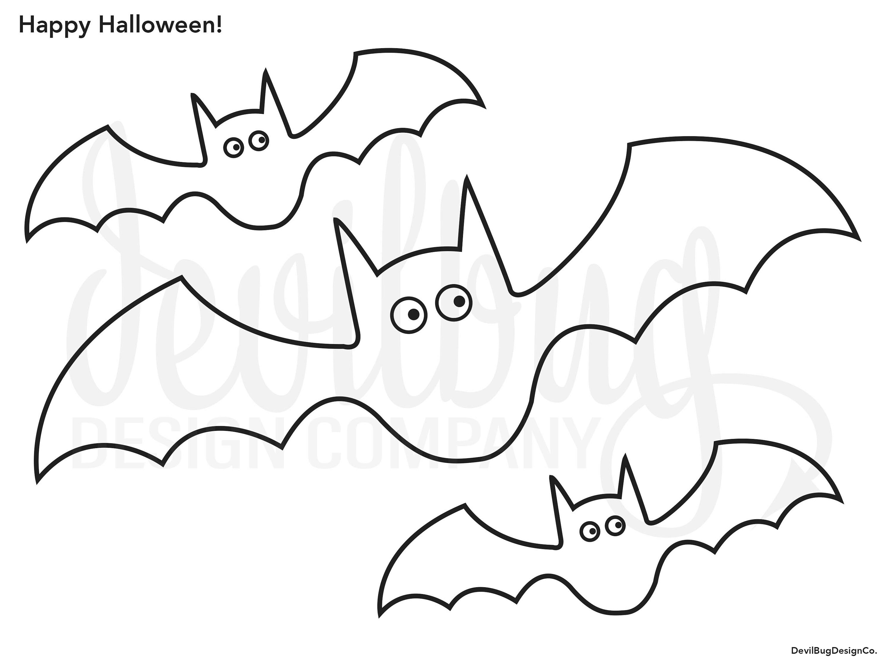 Halloween bats colouring pages digital download