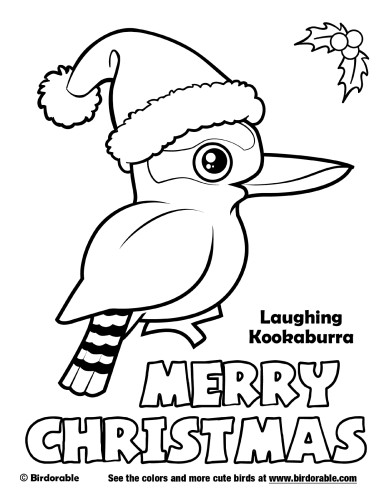 Christmas laughing kookaburra coloring page by