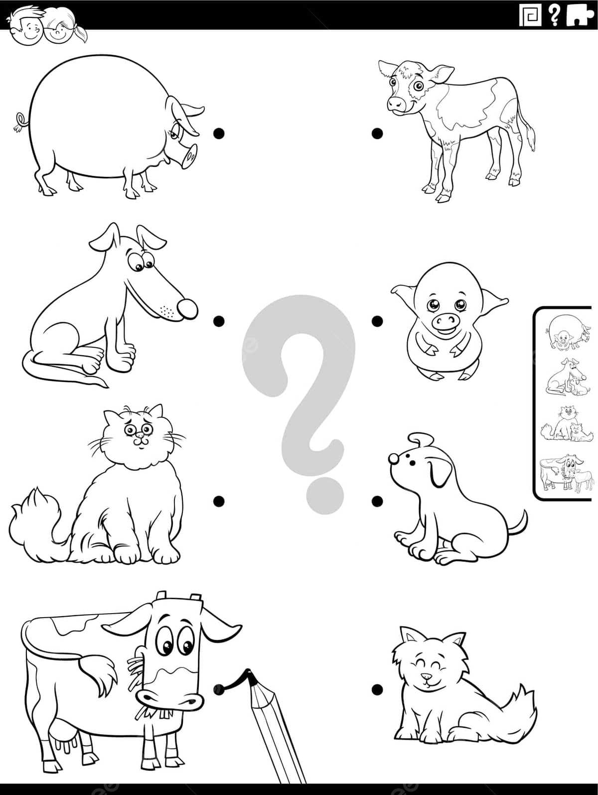 Coloring page game to match cartoon animals with their offspring vector car drawing cartoon drawing animal drawing png and vector with transparent background for free download