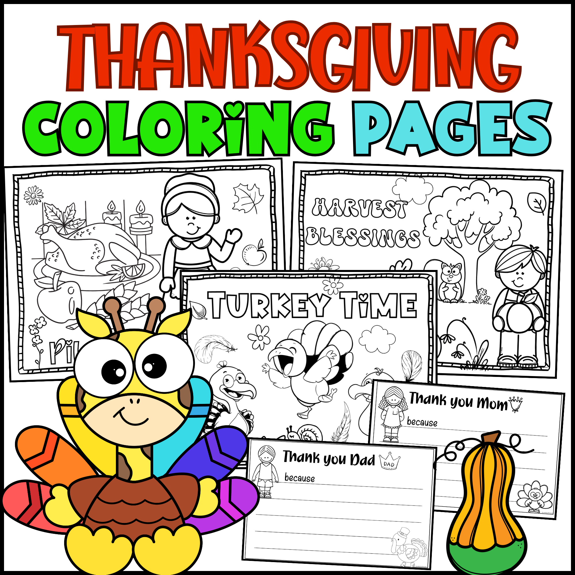 Thanksgiving turkey coloring pages activity writing prompt morning work made by teachers