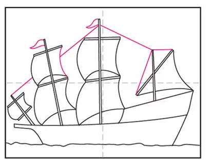 Easy how to draw a ship tutorial video and ship coloring page