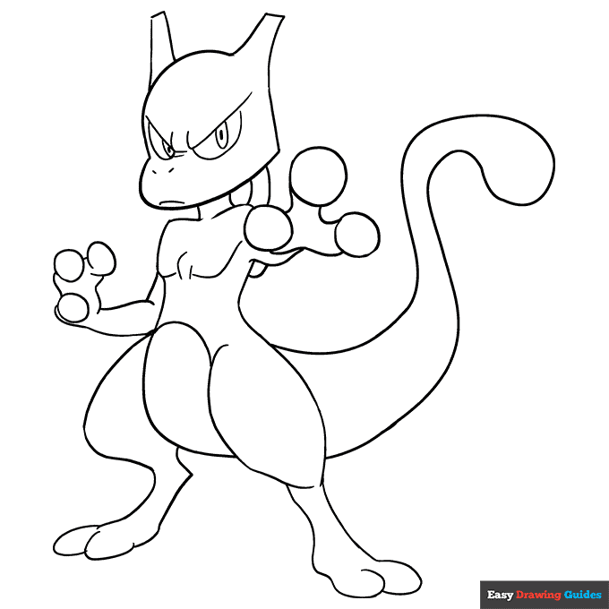 Mewtwo coloring page easy drawing guides