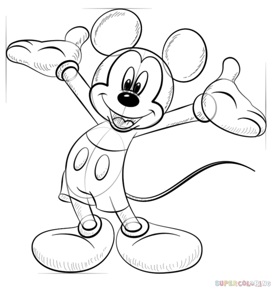 How to draw mickey mouse step by step drawing tutorials