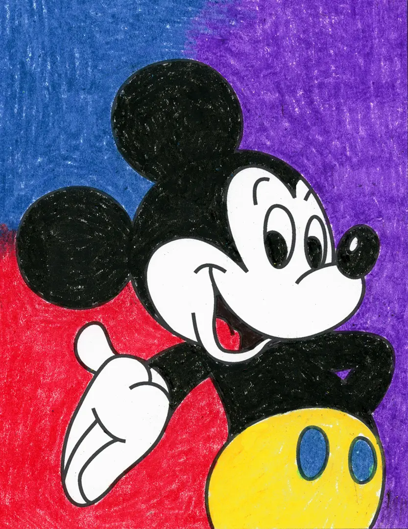 Easy how to draw mickey mouse and mickey mouse coloring page