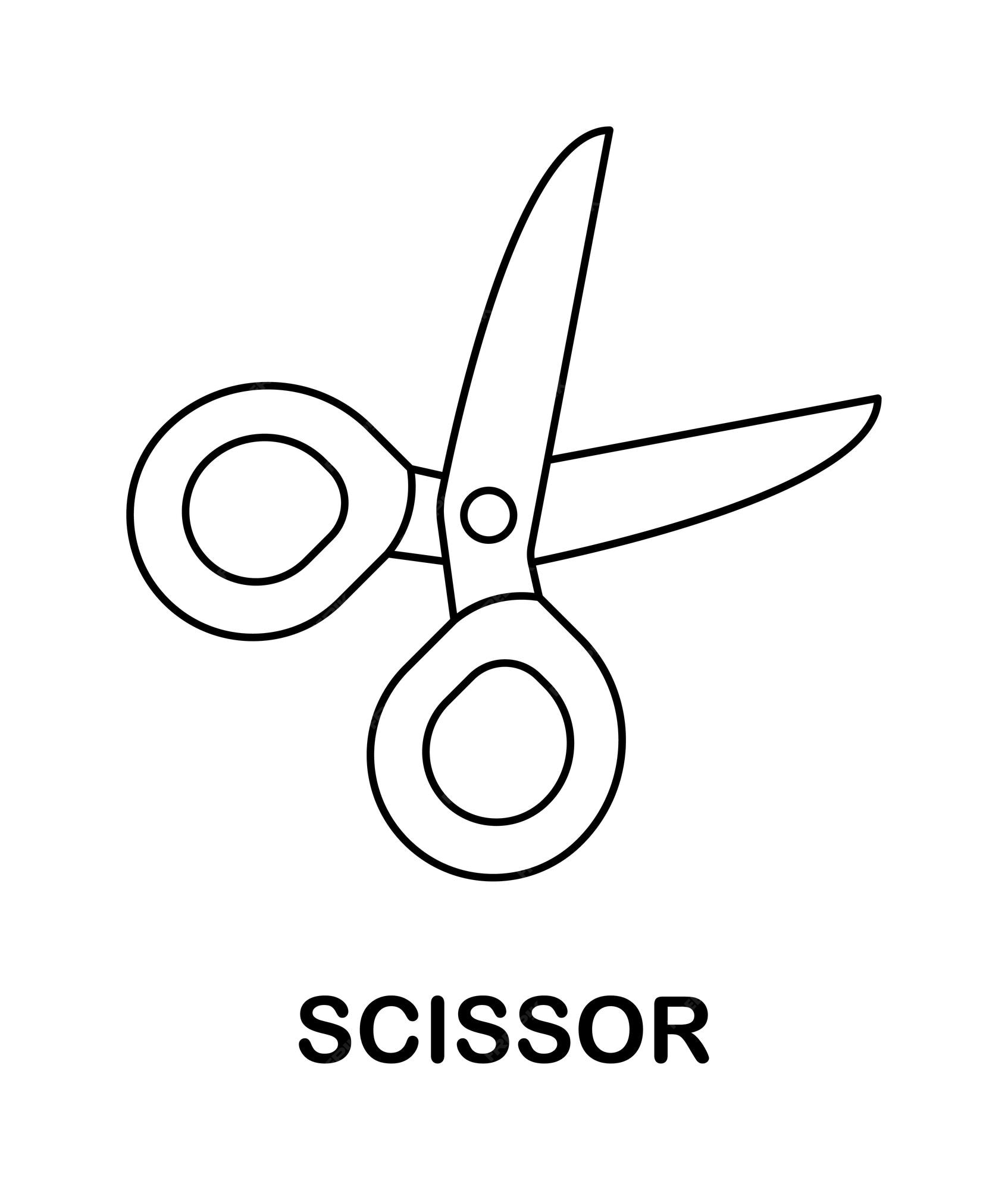 Premium vector coloring page with scissor for kids