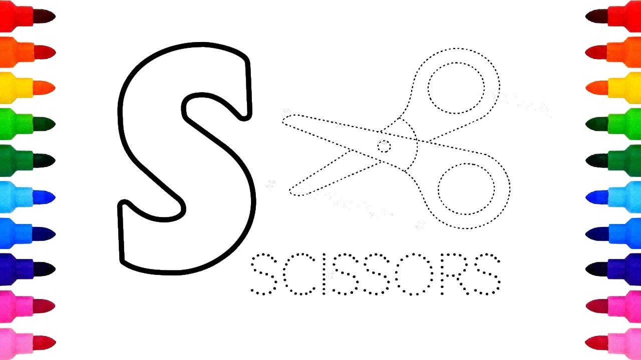 S for scissors learn alphabet s word with drawing and coloring b is for scissorsâï abcd