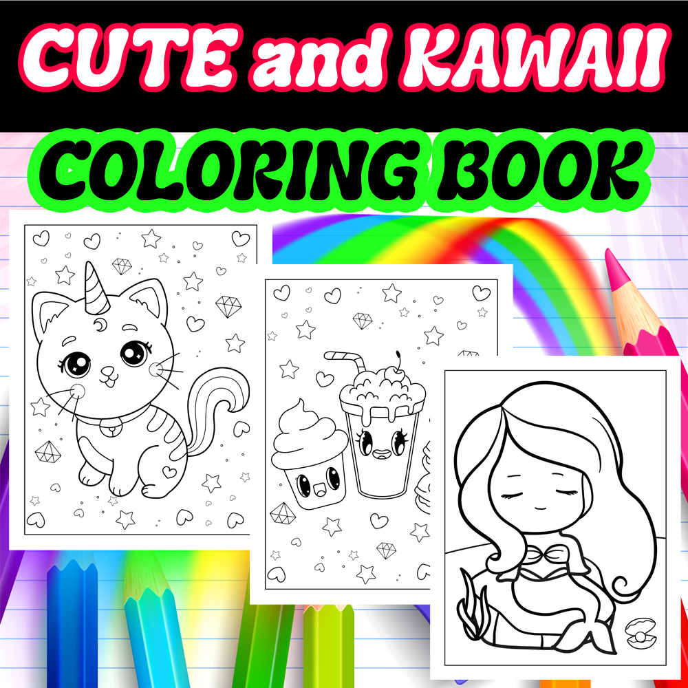 Cute kawaii coloring book more than fun and easy coloring pages with japanes made by teachers