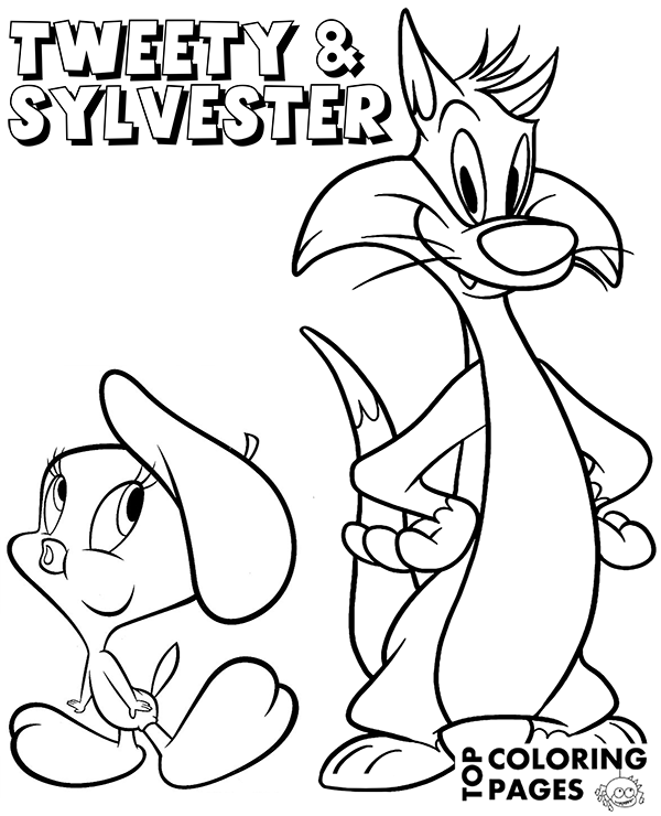 Cool tweety cat coloring page