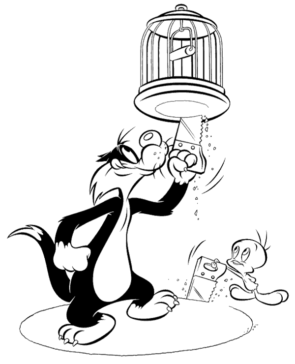 Funny tweety sylvester coloring page