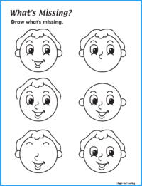 Whats missing face worksheet maple leaf learning library