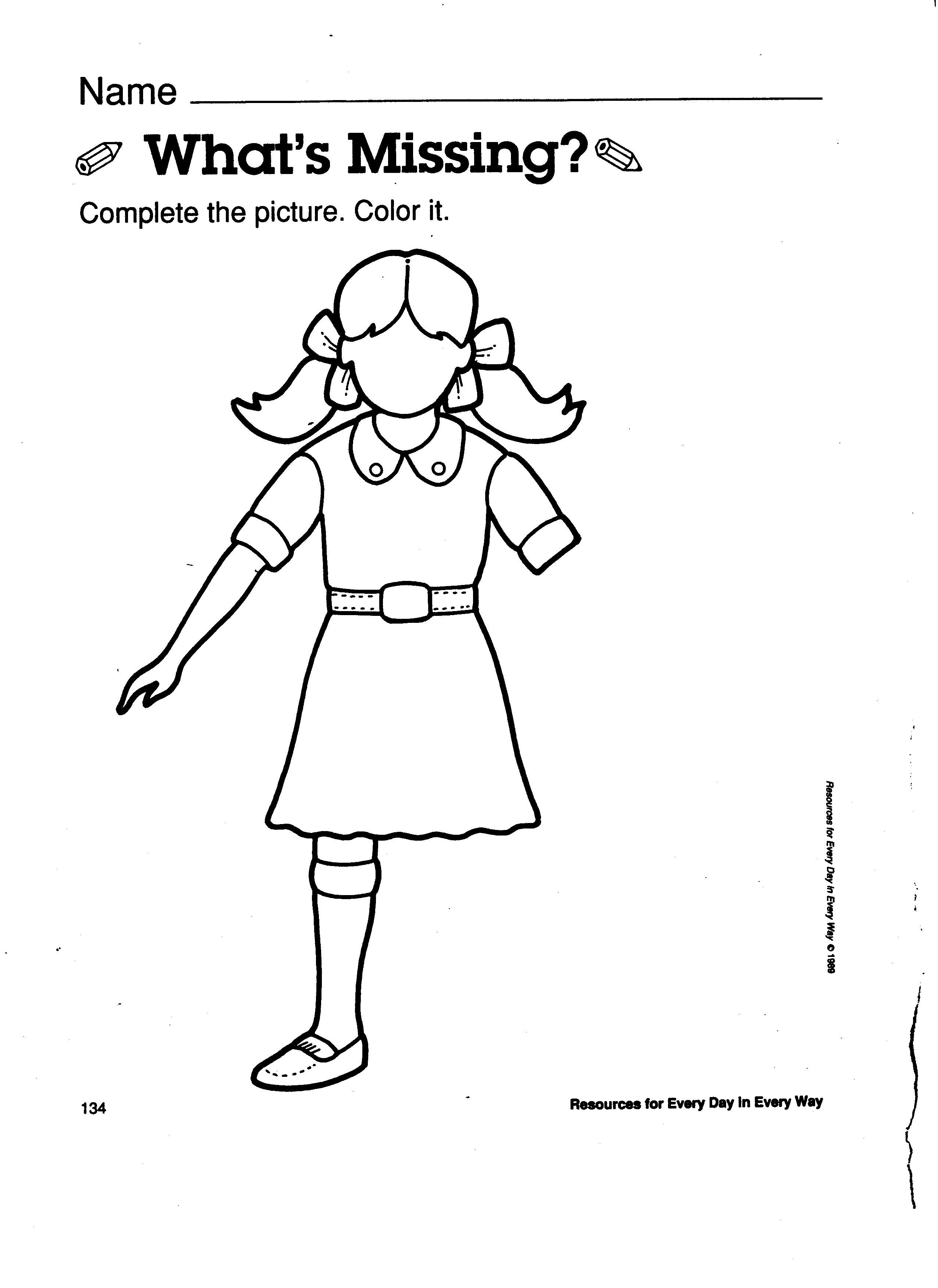 Body awareness what part is missg worksheet human body worksheets preschool worksheets kdergarten worksheets