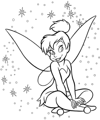 Tinkerbell looks so happy coloring page free printable coloring pages