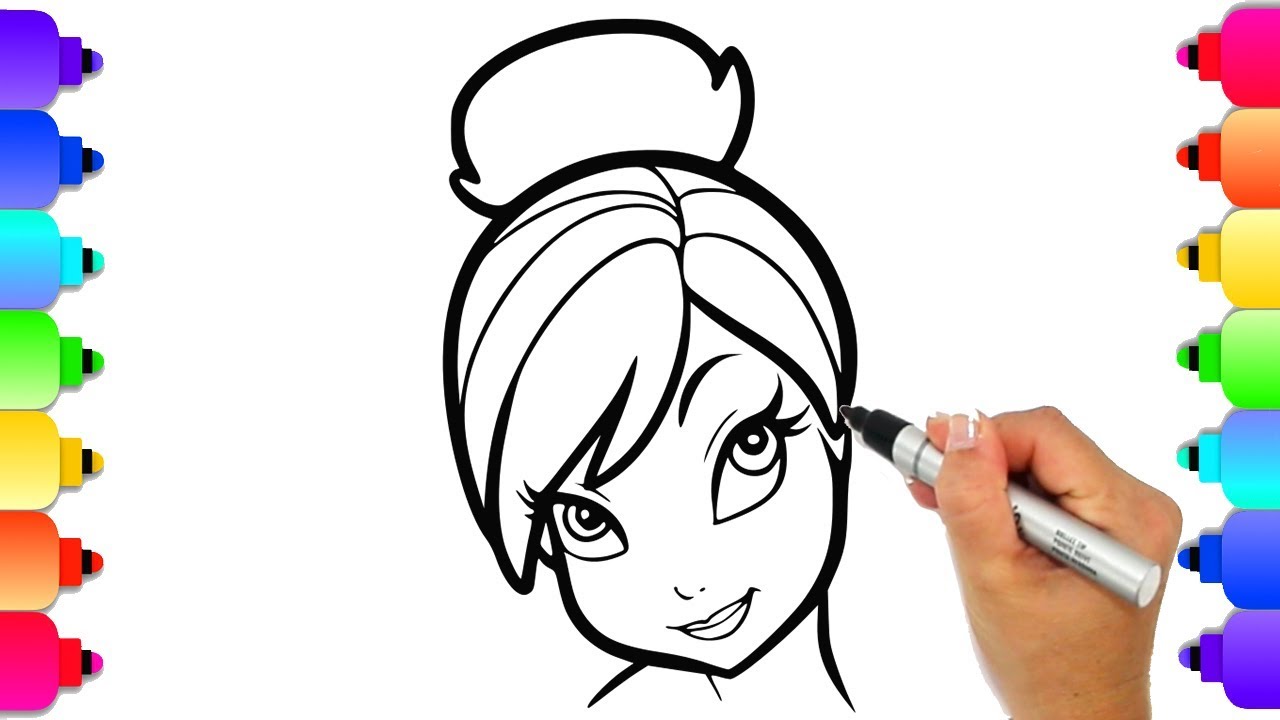 How to draw tinkerbell easy step by step for kids learn to draw disney princess coloring pages