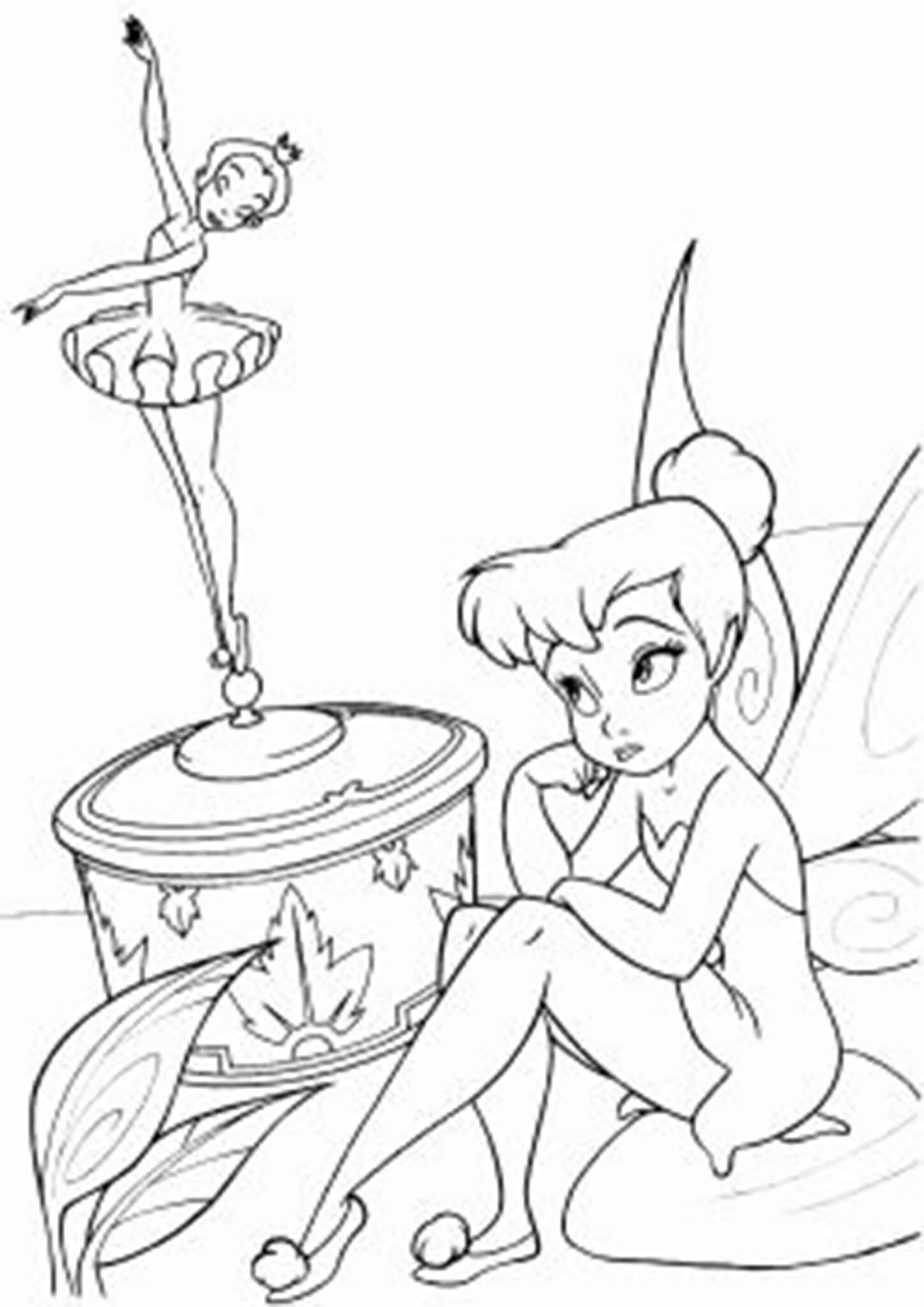 Free easy to print tinkerbell coloring pages