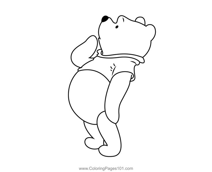 Pooh bear thinking coloring page in pooh pooh bear winnie