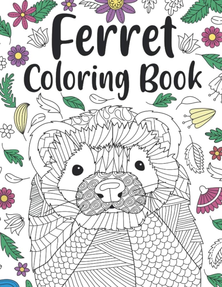 Ferret coloring book a cute adult by publishing paperland