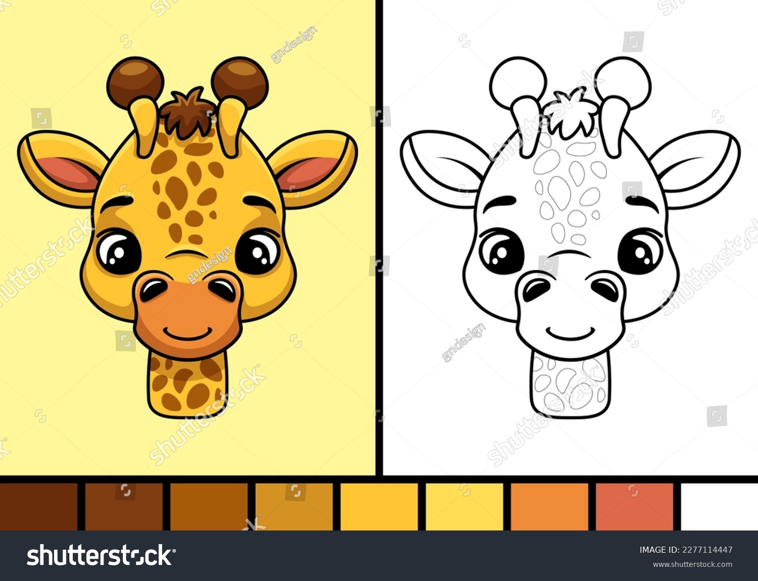 Cute giraffe face cartoon illustration coloring stock vector royalty free