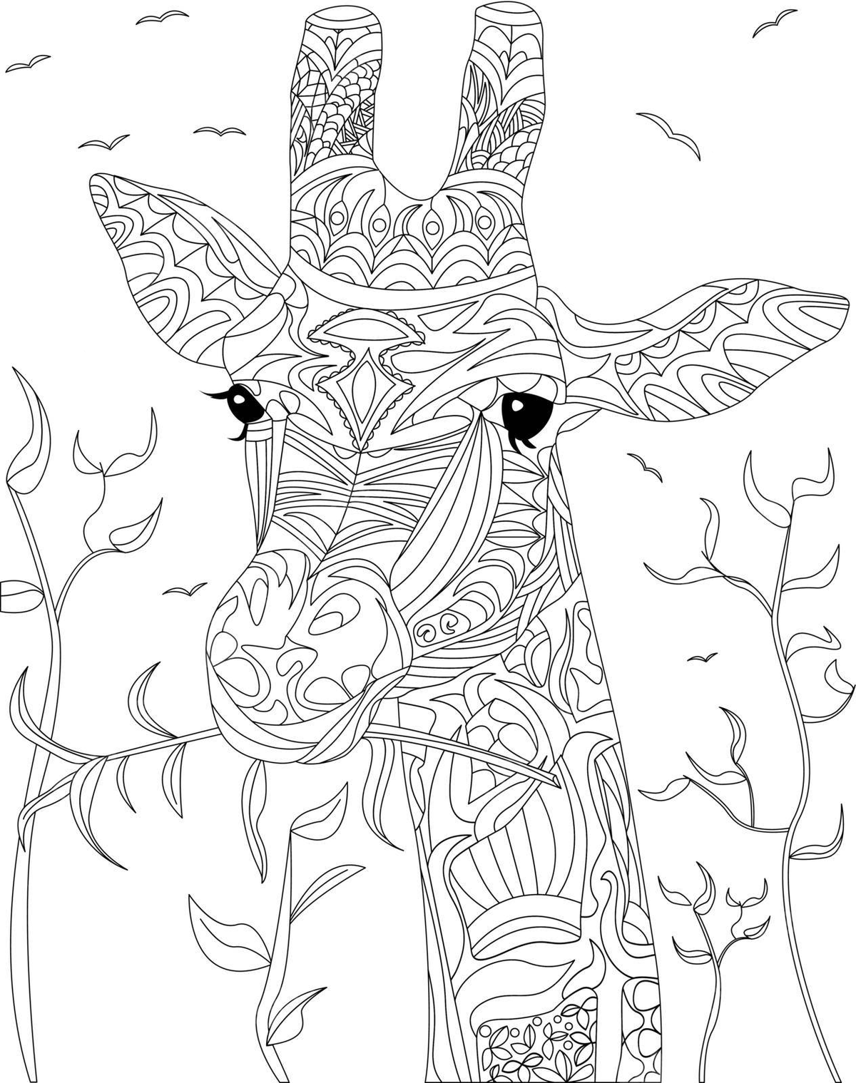 Peaceful giraffe head coloring page with nature animal wildlife ink doodle vector animal wildlife ink doodle png and vector with transparent background for free download