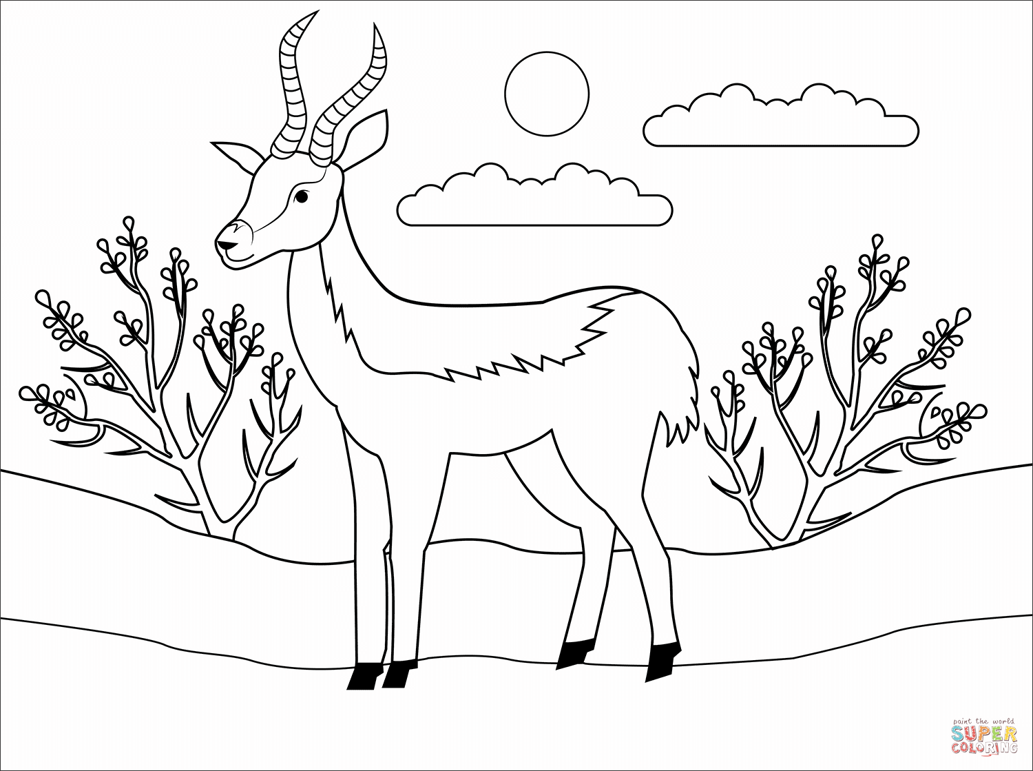 Antelope coloring page free printable coloring pages