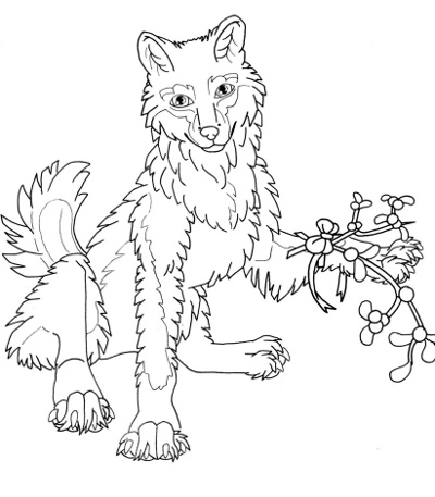 Smiling wolf coloring page for adults