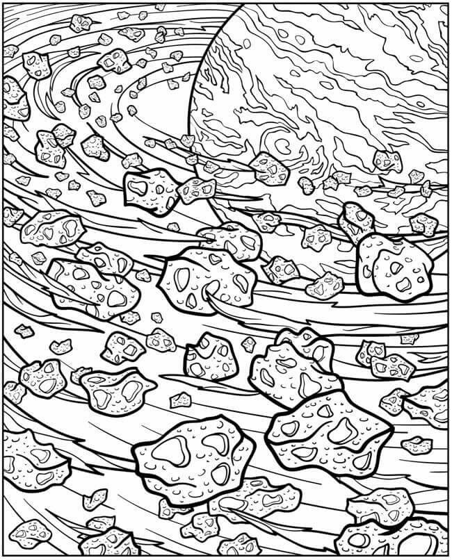 Asteroid belt coloring page space coloring pages planet coloring pages adult coloring pages