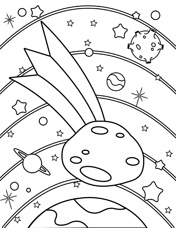 Printable asteroid coloring page