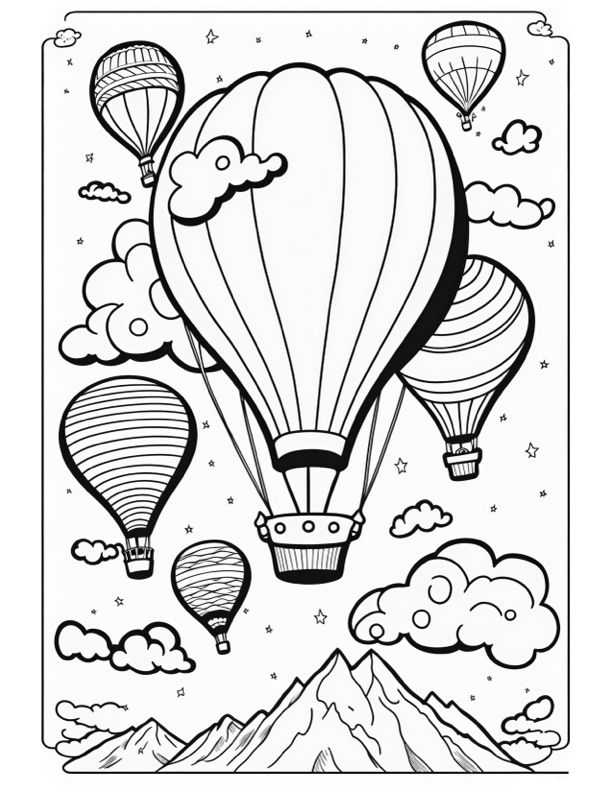 Hot air balloon coloring pages hot air balloon drawing balloon illustration hot air balloon