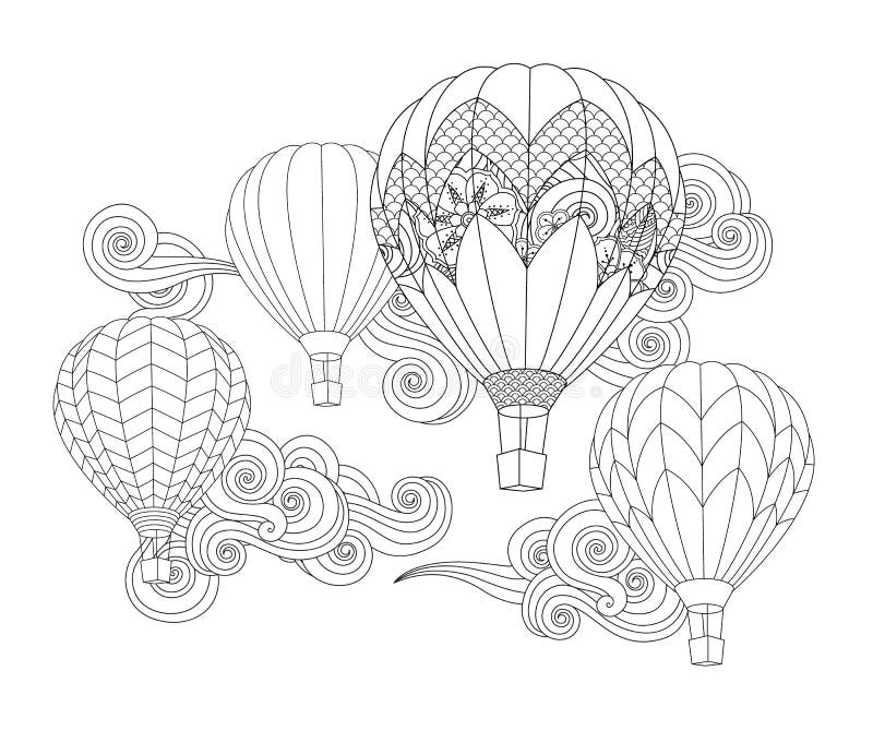 Hot air balloon coloring page stock illustrations â hot air balloon coloring page stock illustrations vectors clipart